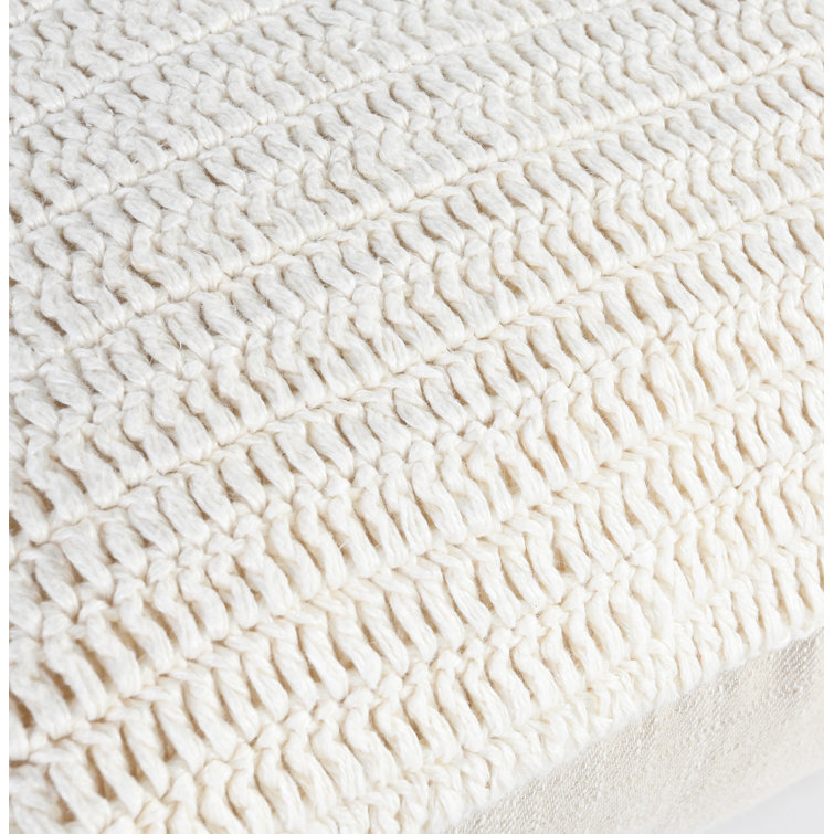 Ivory Knitted Square Throw Pillow 22" x 22"
