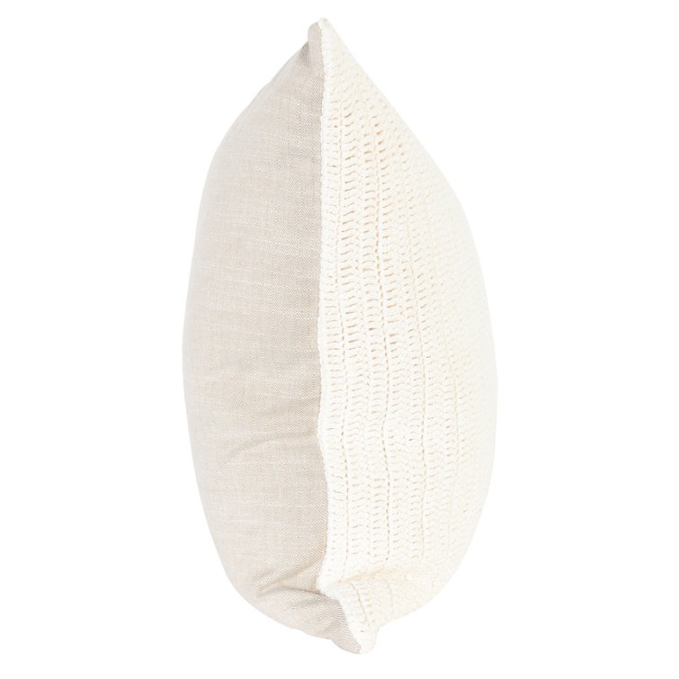 Ivory Knitted Square Throw Pillow 22" x 22"