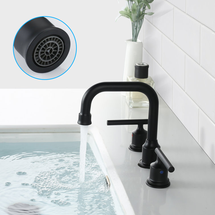 Matte Black Modern Widespread Bathroom Faucet with Pop-Up Drain