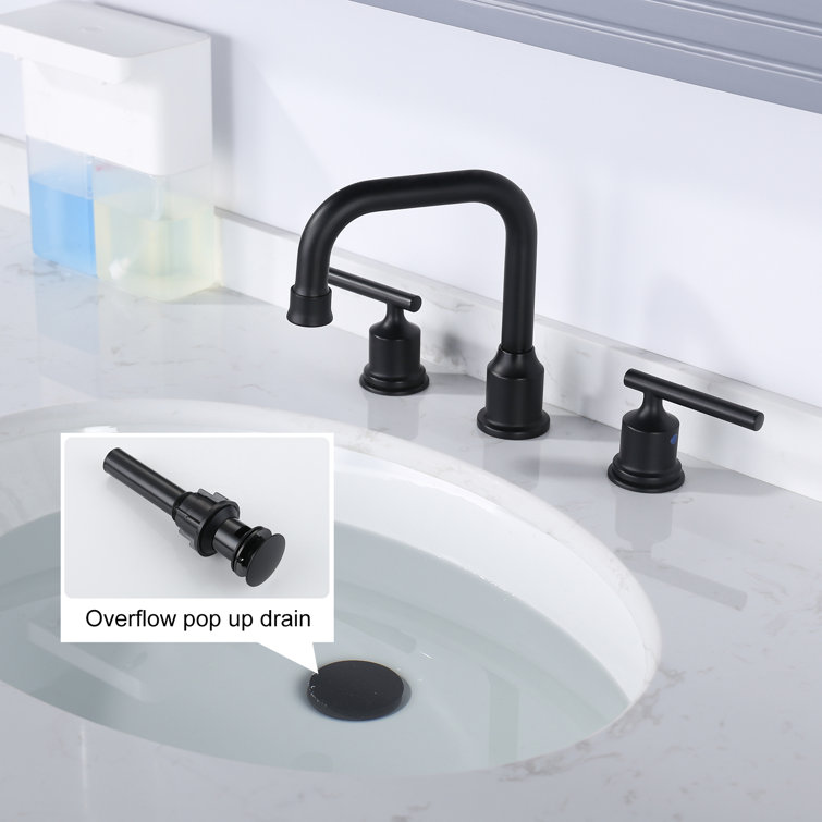 Matte Black Modern Widespread Bathroom Faucet with Pop-Up Drain