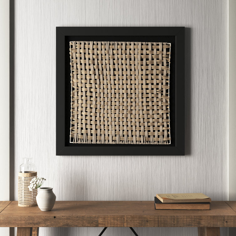 Square Black Framed Woven Cane Wall Decor