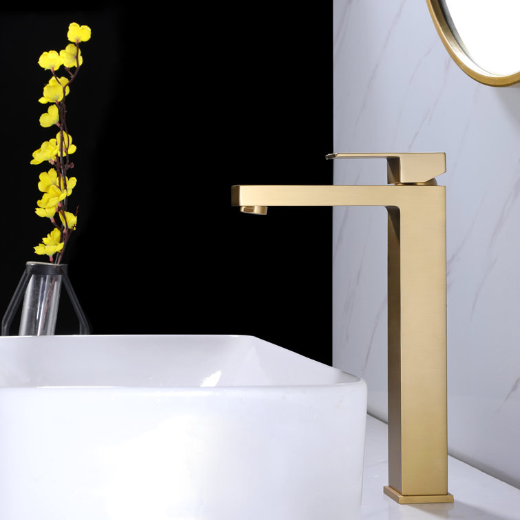 Brushed Gold Single Handle Vessel Sink Bathroom Faucet