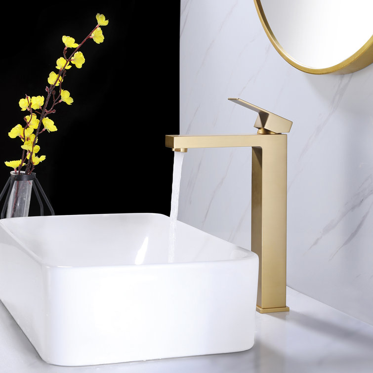 Brushed Gold Single Handle Vessel Sink Bathroom Faucet