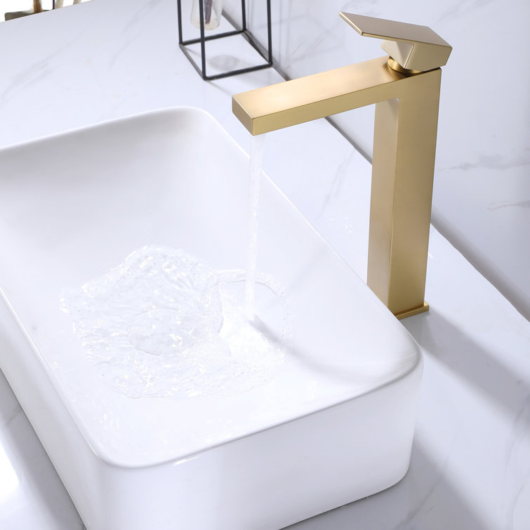 Brushed Gold Single Handle Vessel Sink Bathroom Faucet