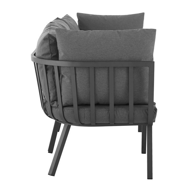 Gray Charcoal Aluminum Three-Seat Outdoor Sectional Sofa