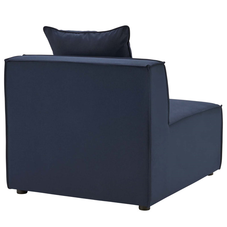 Navy Blue Fabric Upholstered Outdoor Armless Chair