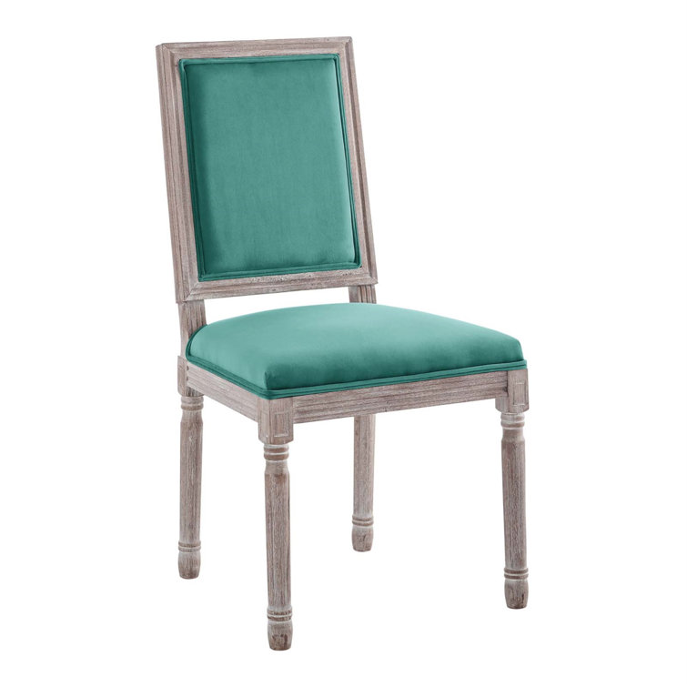 Natural Gray Vintage French Inspired Upholstered Leather Side Chair