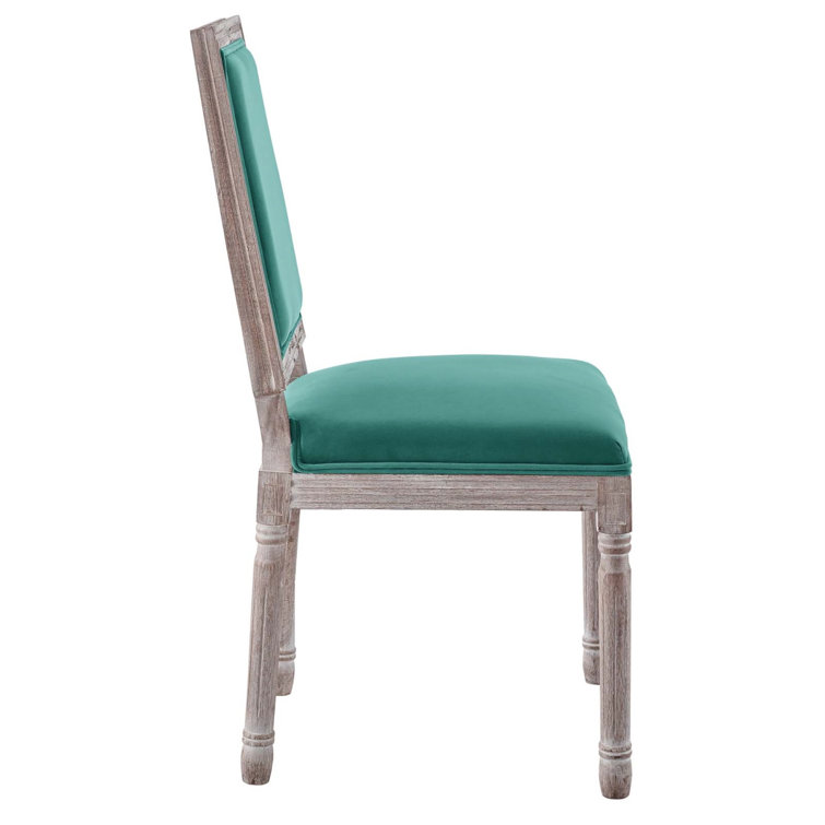 Natural Gray Vintage French Inspired Upholstered Leather Side Chair