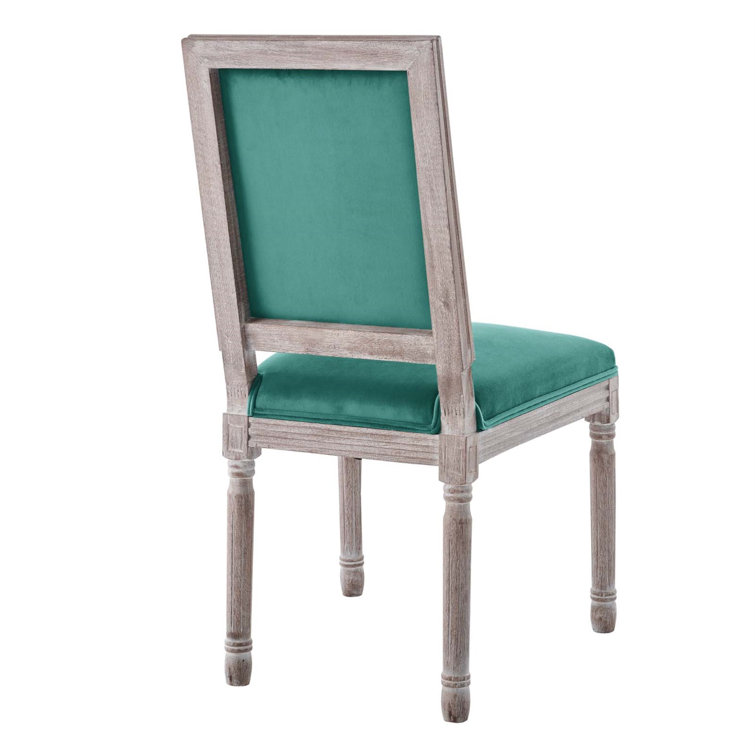 Natural Gray Vintage French Inspired Upholstered Leather Side Chair