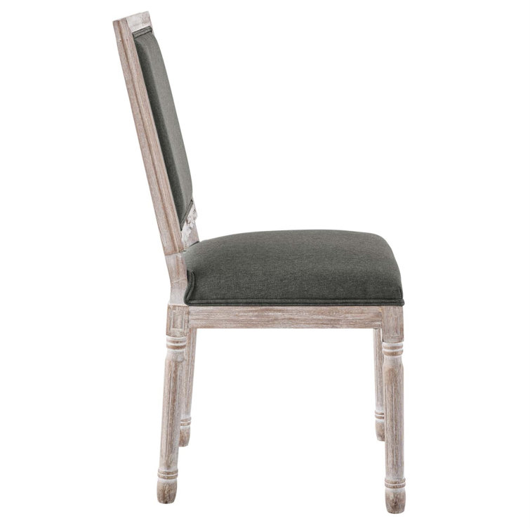 Natural Gray Vintage French Inspired Upholstered Leather Side Chair