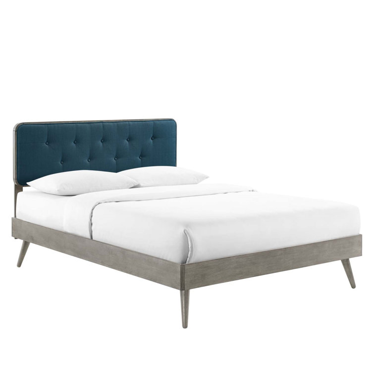 Bridgette Walnut and Beige Tufted Upholstered Full Bed