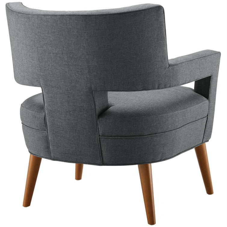Gray Barrel Accent Chair with Manufactured Wood Legs