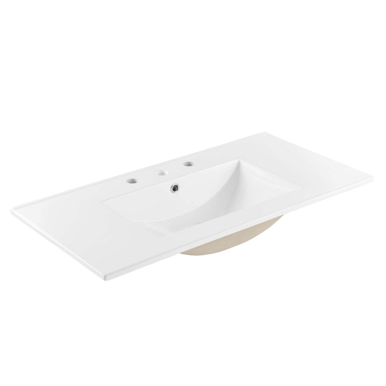 Cayman 36" White Ceramic Above-Counter Bathroom Sink