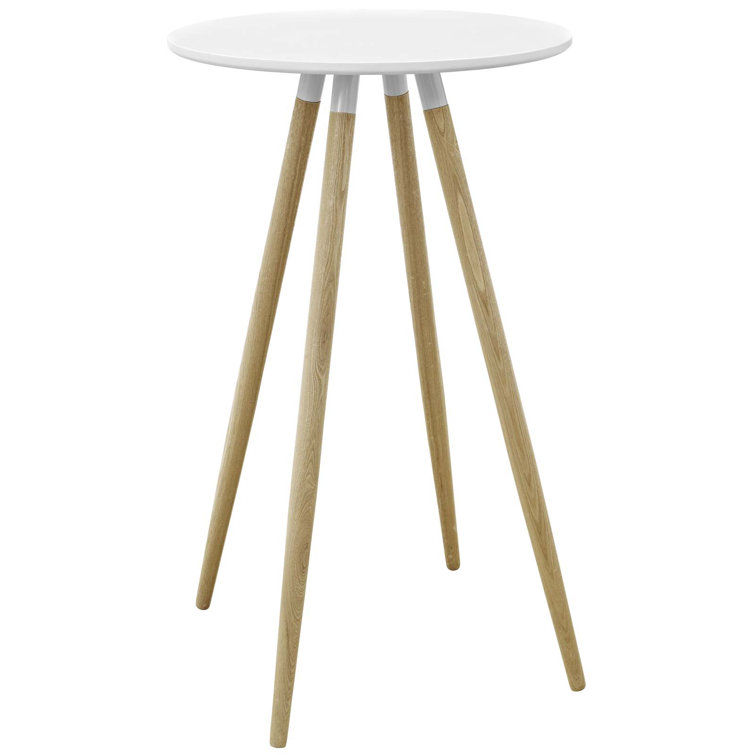 White Round Wood Mid-Century Modern Counter Height Table