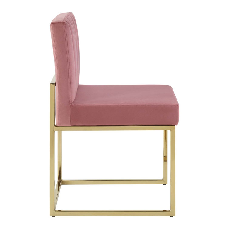 Dusty Rose Velvet Upholstered Side Chair with Gold Metal Frame