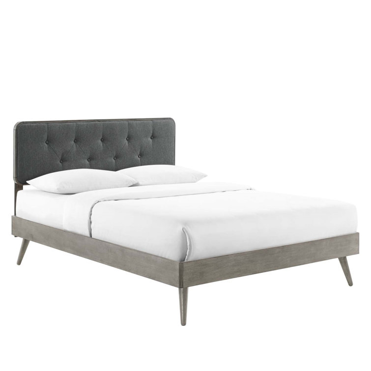 Bridgette Walnut and Beige Tufted Upholstered Full Bed