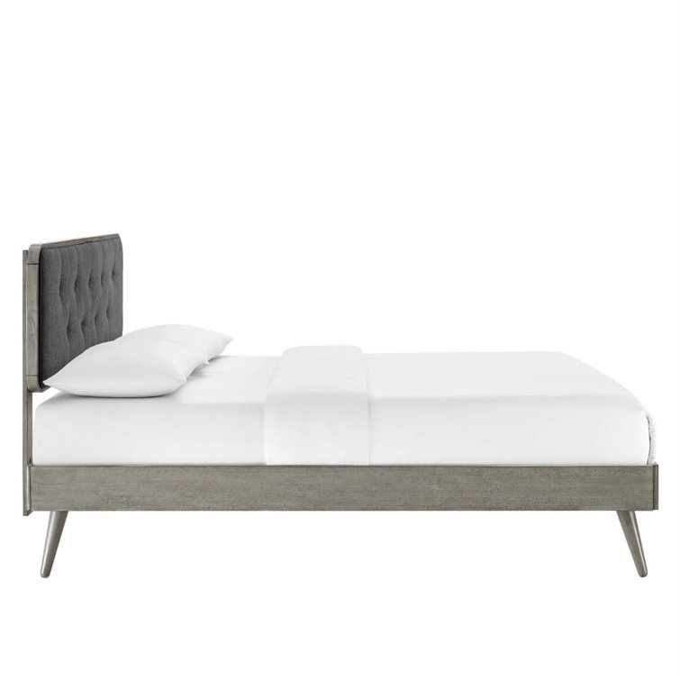 Bridgette Walnut and Beige Tufted Upholstered Full Bed