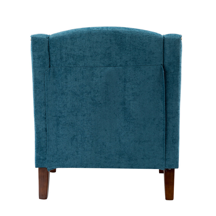 Blue Polyester Upholstered Armchairs with Nailhead Trim, Set of 2