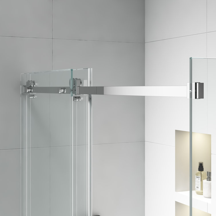 Chrome Finish Frameless Clear Glass Sliding Shower Enclosure