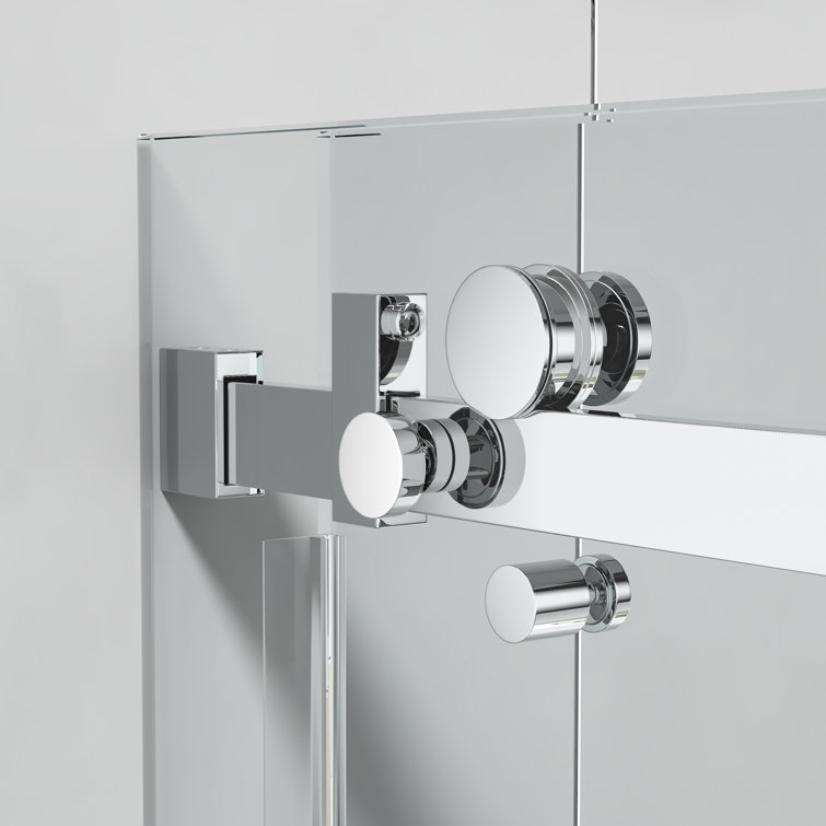 Chrome Finish Frameless Clear Glass Sliding Shower Enclosure