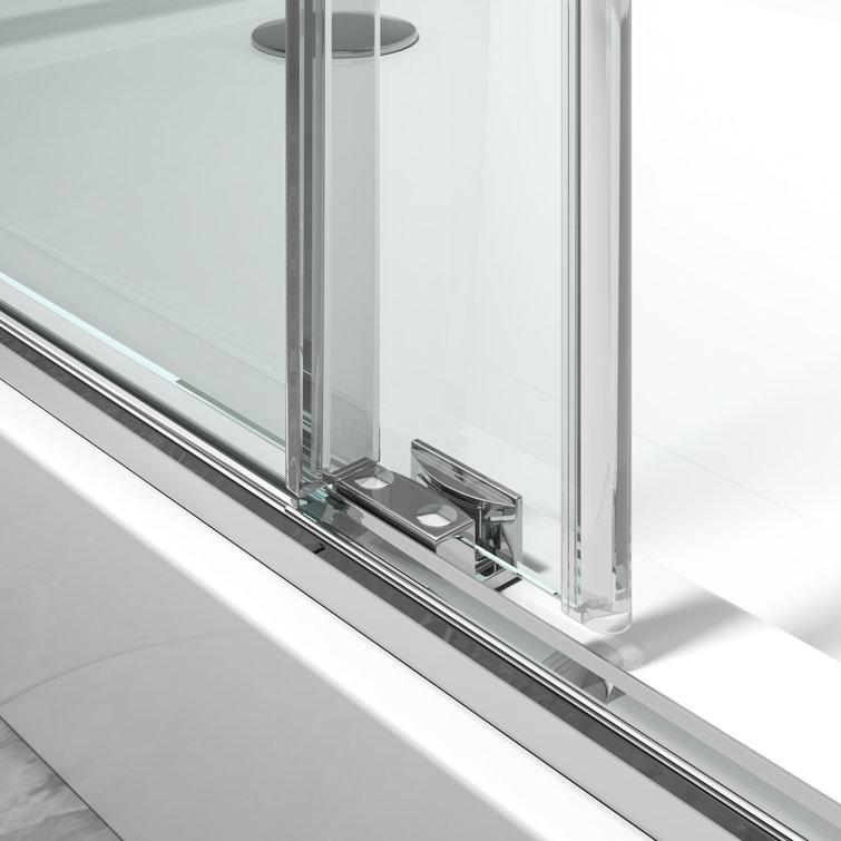 Chrome Finish Frameless Clear Glass Sliding Shower Enclosure