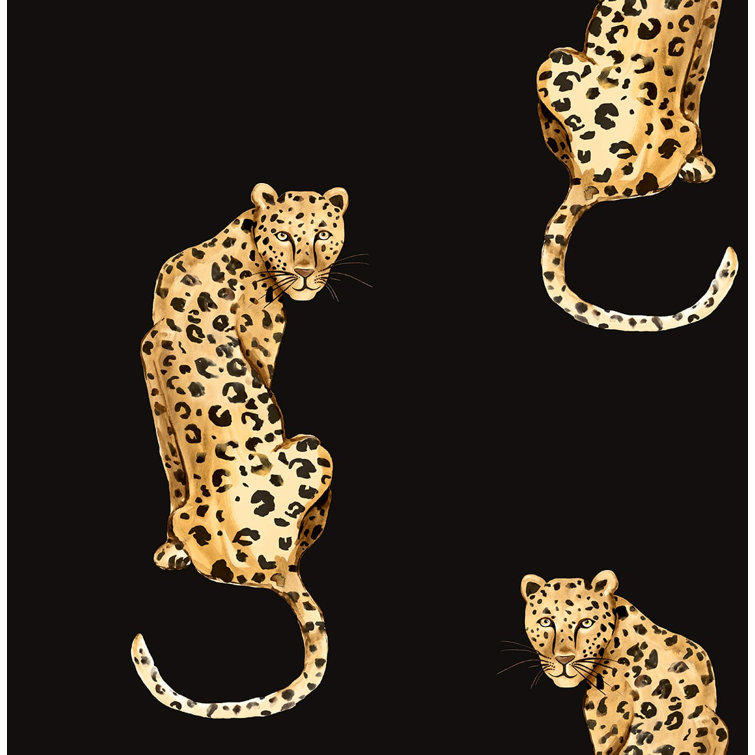 Black Vinyl Leopard Print Peel & Stick Wallpaper Roll