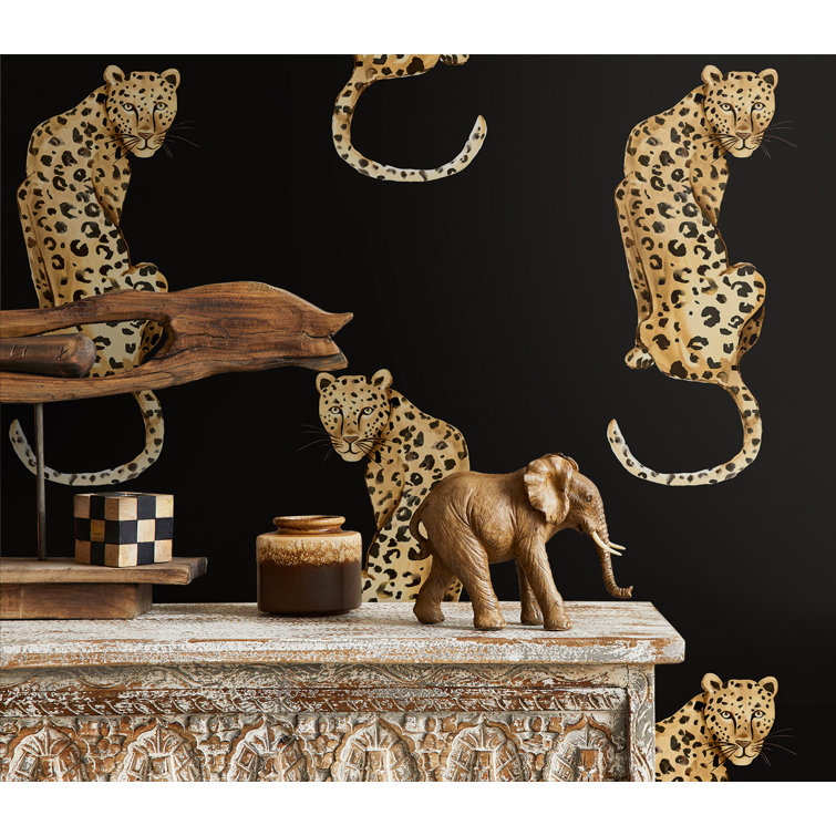 Black Vinyl Leopard Print Peel & Stick Wallpaper Roll