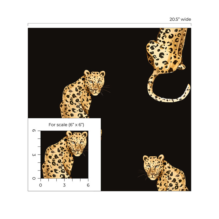 Black Vinyl Leopard Print Peel & Stick Wallpaper Roll