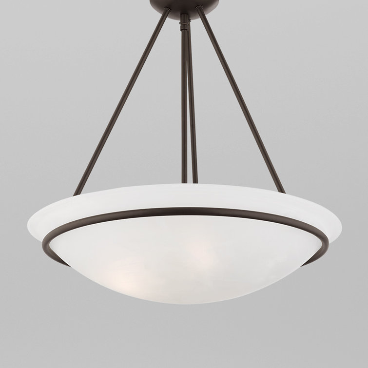 Newburgh 22" Bronze and White Alabaster Glass Bowl Pendant