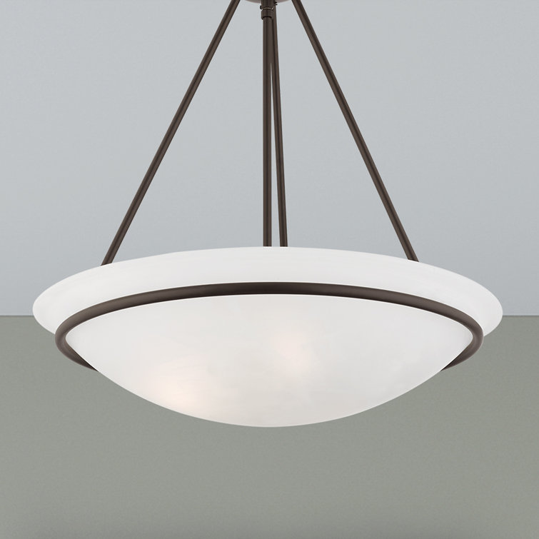 Newburgh 22" Bronze and White Alabaster Glass Bowl Pendant