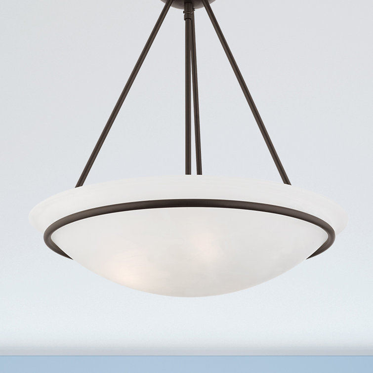 Newburgh 22" Bronze and White Alabaster Glass Bowl Pendant
