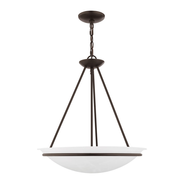 Newburgh 22" Bronze and White Alabaster Glass Bowl Pendant