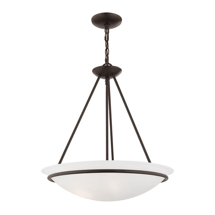Newburgh 22" Bronze and White Alabaster Glass Bowl Pendant