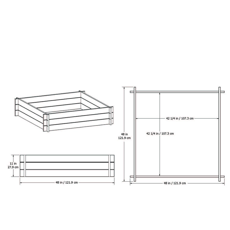 Classic Hudson 48" White Vinyl Raised Garden Bed