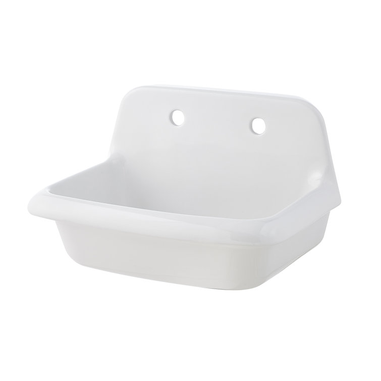 24-Inch White Ceramic Wall-Mounted Farmhouse Utility Sink