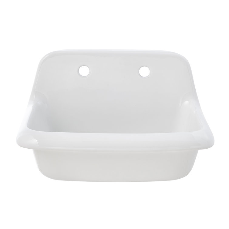 24-Inch White Ceramic Wall-Mounted Farmhouse Utility Sink