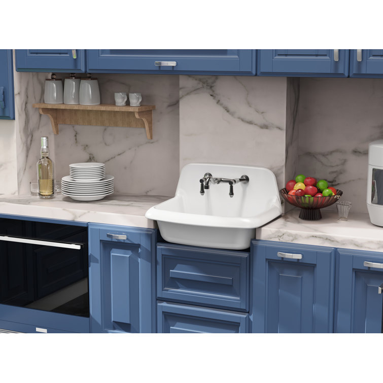 24-Inch White Ceramic Wall-Mounted Farmhouse Utility Sink