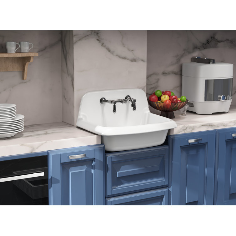24-Inch White Ceramic Wall-Mounted Farmhouse Utility Sink