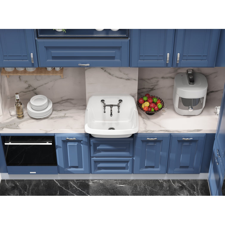 24-Inch White Ceramic Wall-Mounted Farmhouse Utility Sink
