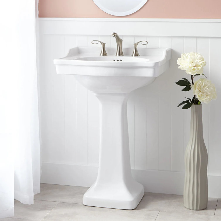 Cierra 24-Inch White Ceramic Pedestal Bathroom Sink