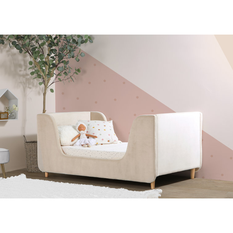 Sleek Sage Boucle Upholstered Toddler Daybed