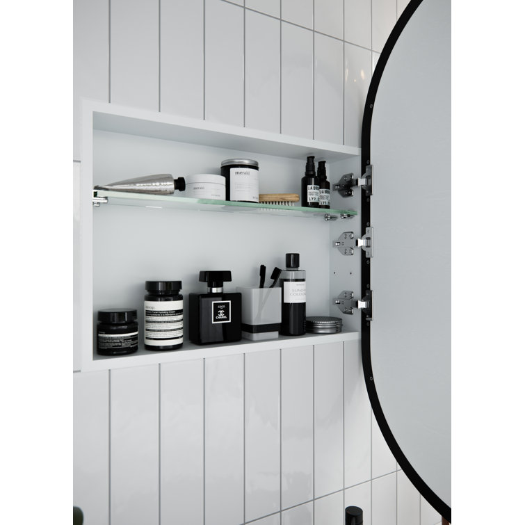 Black Stainless Steel Recessed Medicine Cabinet with Mirror