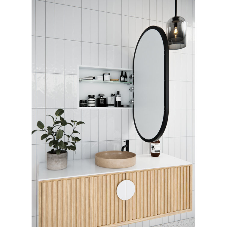 Black Stainless Steel Recessed Medicine Cabinet with Mirror