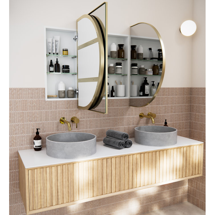 White 60" x 30" Recessed Medicine Cabinet with Adjustable Shelves