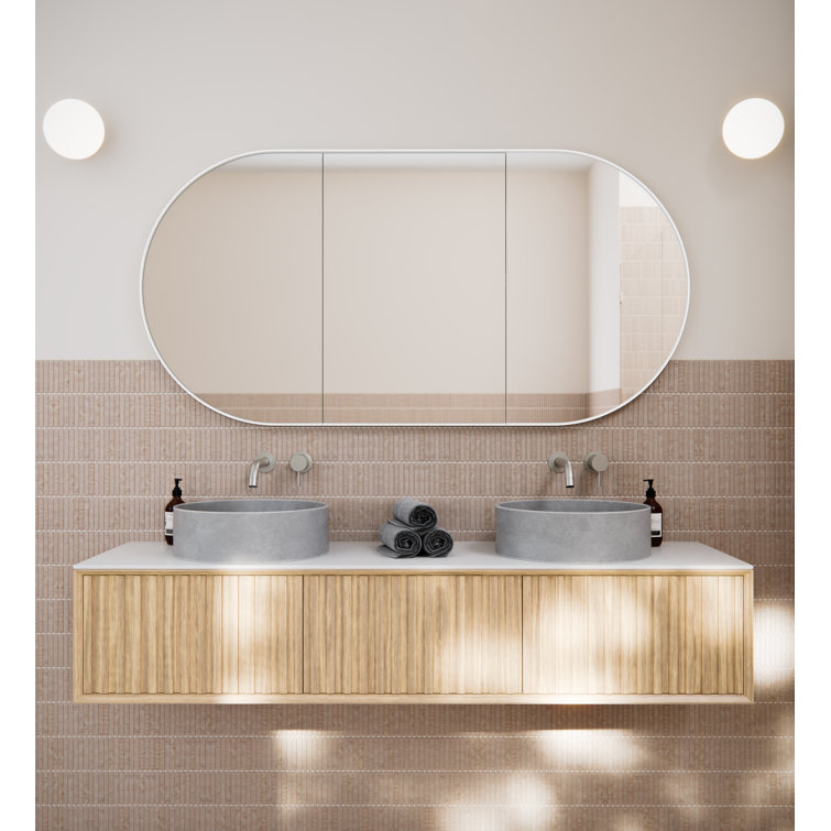 White 60" x 30" Recessed Medicine Cabinet with Adjustable Shelves