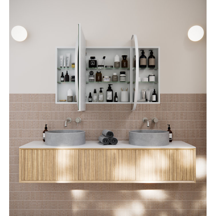 White 60" x 30" Recessed Medicine Cabinet with Adjustable Shelves