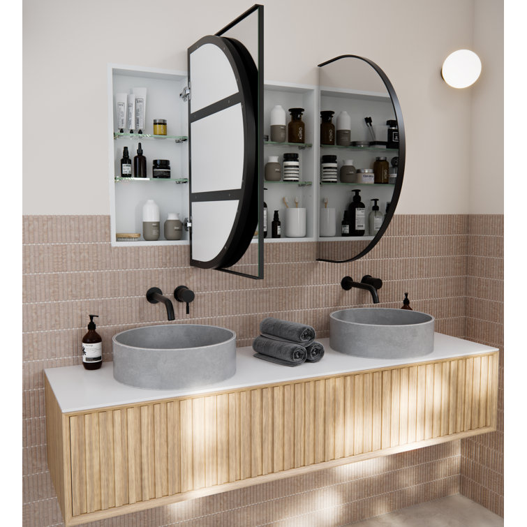 White 60" x 30" Recessed Medicine Cabinet with Adjustable Shelves