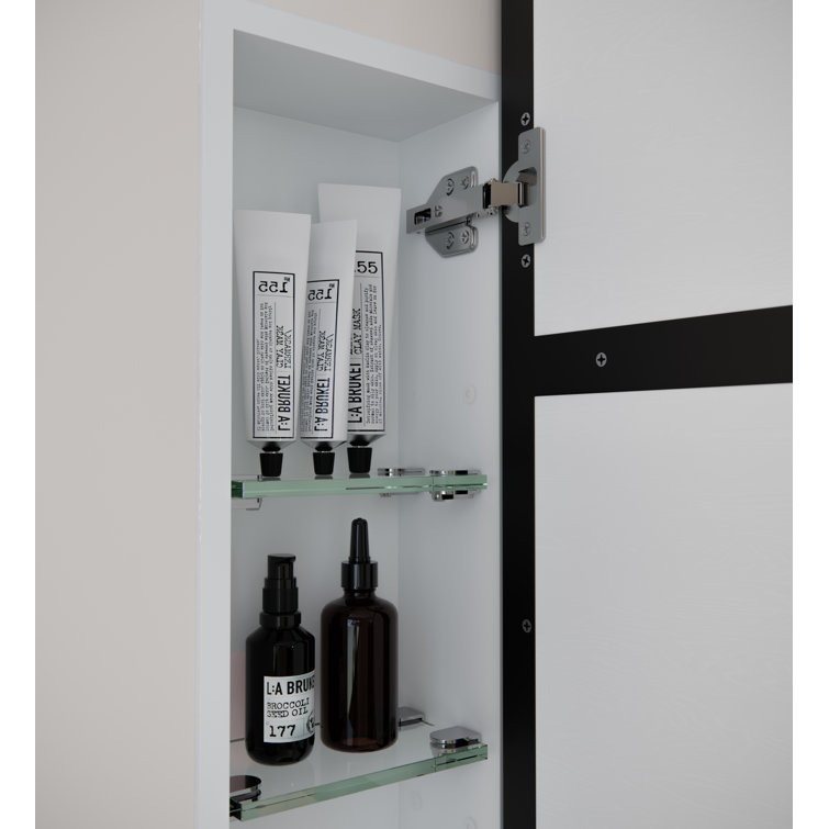 Black Framed Oval Recessed Medicine Cabinet with Mirror
