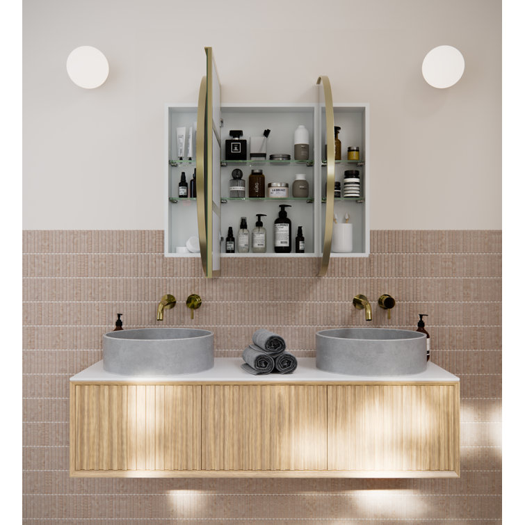 Black Framed Oval Recessed Medicine Cabinet with Mirror