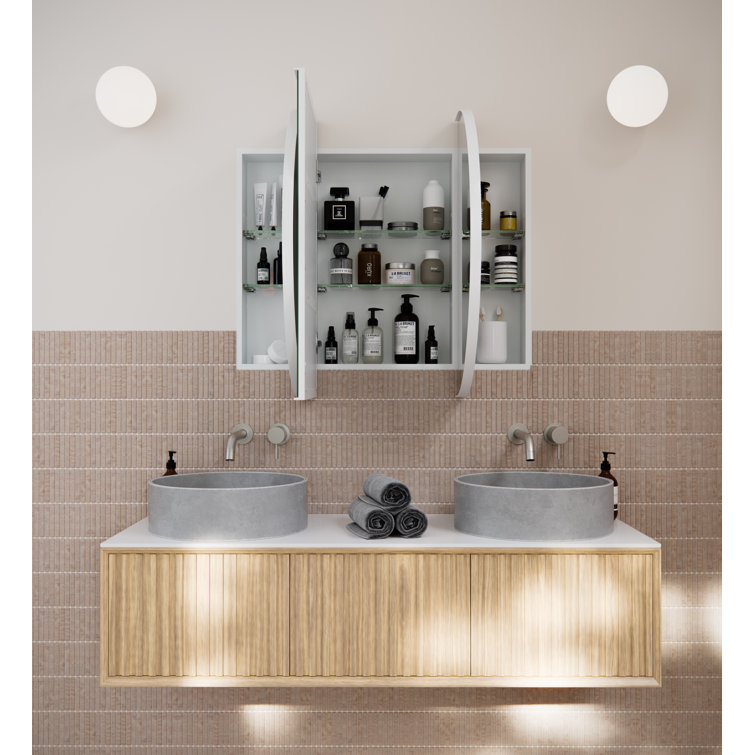 White 60" x 30" Recessed Medicine Cabinet with Adjustable Shelves